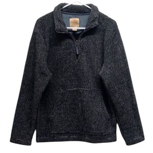 Telluride Cozy Black and Gray Pullover Hoodie // S